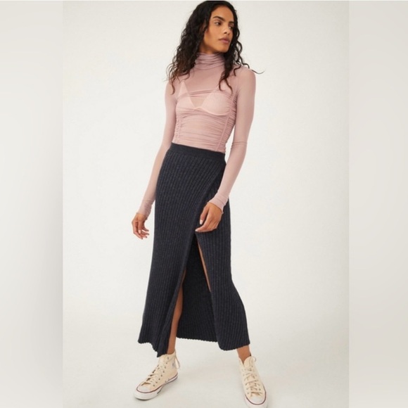 Free People Dresses & Skirts - Free People Better Days Midi Skirt - charcoal